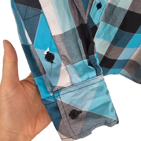 BKE Shirt Men M Blue Plaid Shirt Slim Fit Button Down Shirt Long Sleeve Shirt - Picture 4 of 9